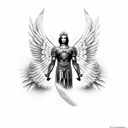 Archangel Michael Big Wings tattoo design idea