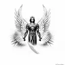 Archangel Michael Big Wings tattoo design idea