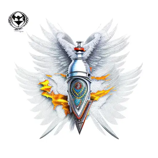 Warrior blade wing tattoo design idea