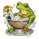 tree frog on pot of boiling water tattoo design idea