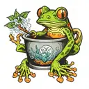 tree frog on pot of boiling water tattoo design idea