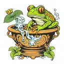 tree frog on pot of boiling water tattoo design idea