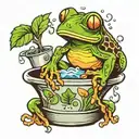 tree frog on pot of boiling water tattoo design idea