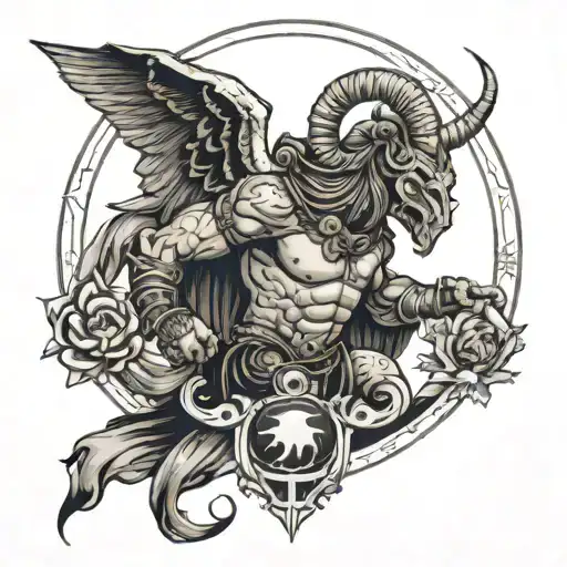 dark fantasy ares zodiac sign tattoo design idea
