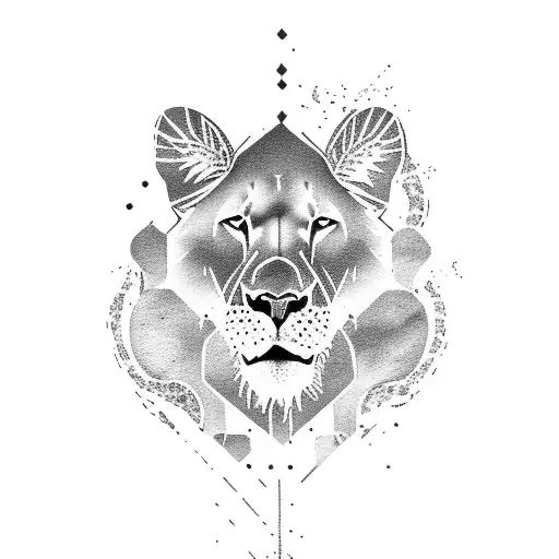 silhouette of lioness lying prone tattoo design idea