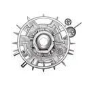 A steampunk-inspired motorcycle engine with gears and pipes incorporated into the design tattoo design idea