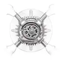 A steampunk-inspired motorcycle engine with gears and pipes incorporated into the design tattoo design idea