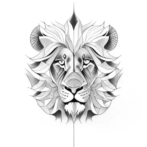 half lion half rattle snack shipibo style tattoo design idea