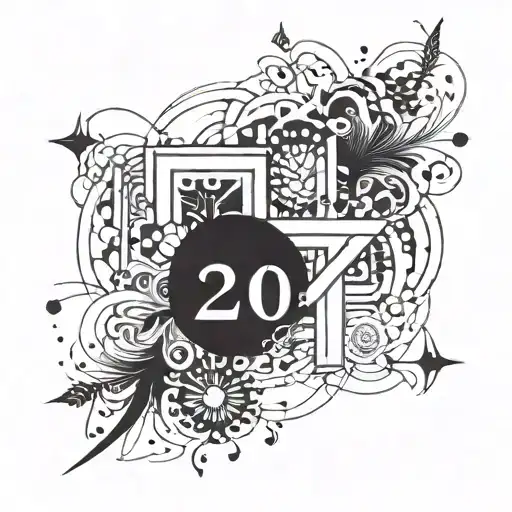 An abstract design incorporating the date 24.01.2020 and elements related to 'любовь' (love) in a blackwork style tattoo design idea