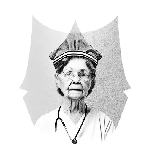 my grandma in her nurses cap tattoo design idea