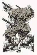 sekiro death kanji with sword going through on spine tattoo design idea