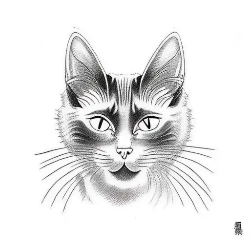 a cat siamese Japan  tattoo design idea