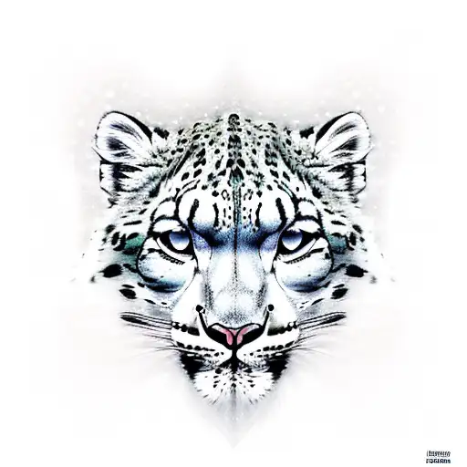Snow leopard with sacred geometry  tattoo design idea