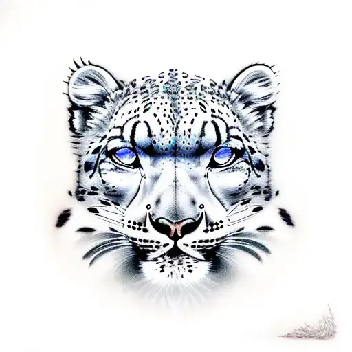 Snow leopard infused with sacred geometry Mandela  tattoo design idea