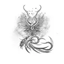 caduceus with scattered feathers  tattoo design idea