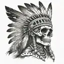 skeleton with Native American headdress  tattoo design idea