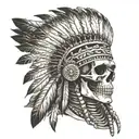 skeleton with Native American headdress  tattoo design idea