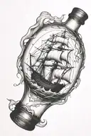 a ship in a broken bottle tattoo design idea