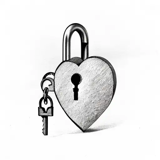 A heart-shaped lock with the word 'Father' and a key with the word 'Daughter' tattoo design idea