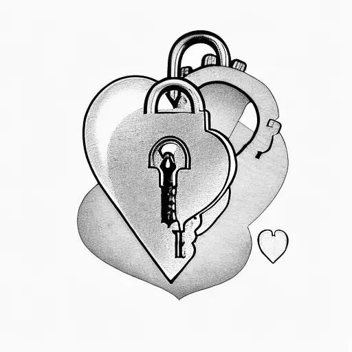 heart shaped lock and a key shaped like the word "daughter" tattoo design idea