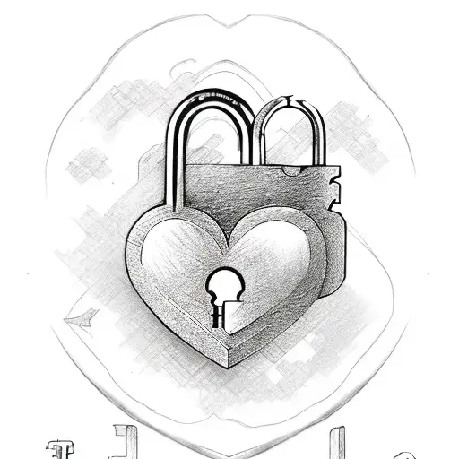 heart shaped lock and a key shaped like the word "daughter" tattoo design idea