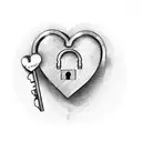 A heart-shaped lock with the word 'Father' and a key with the word 'Daughter' tattoo design idea