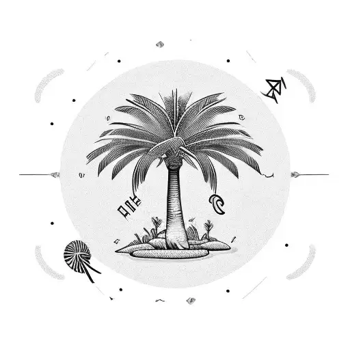 An palm tree with the letter 'S' integrated into the design tattoo design idea