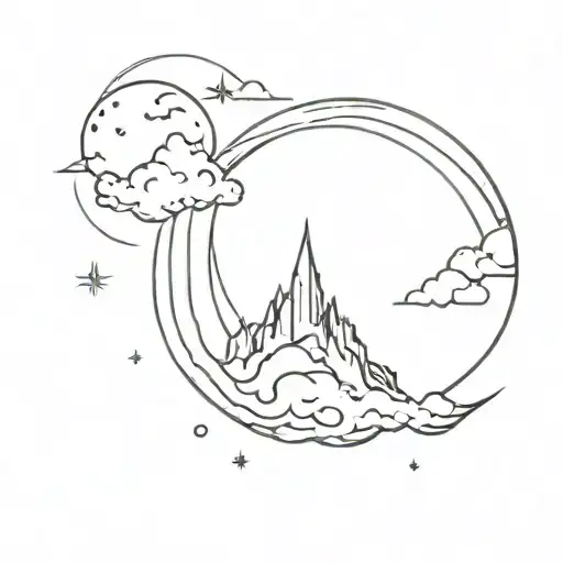 moon and lighting storm tattoo design idea