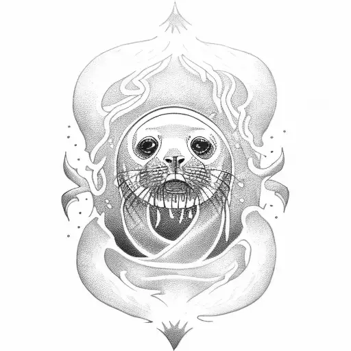 seal in deep sea tattoo design idea