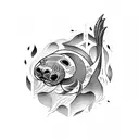 seal in deep sea tattoo design idea