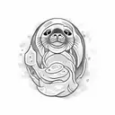 seal in deep sea tattoo design idea