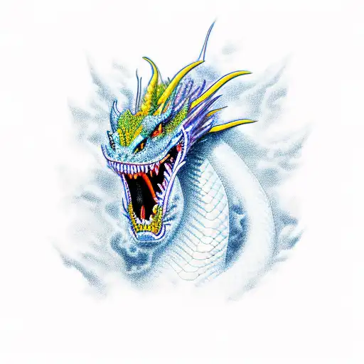 dragon breathing fire tattoo design idea