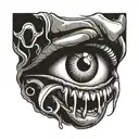 scary eye with teeth and tongue tattoo design idea