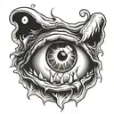 scary eye with teeth and tongue tattoo design idea