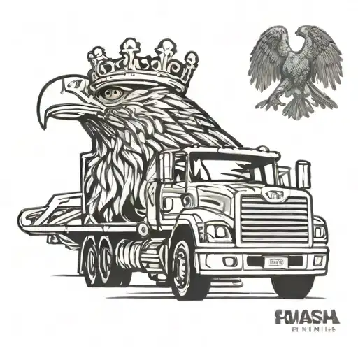 Scania truck with a eagle that has a crown and on the foreheal tattoo design idea