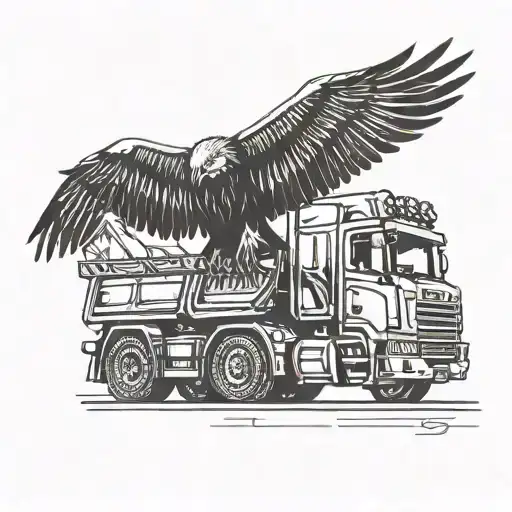 Scania truck with a eagle that has a crown and on the foreheal tattoo design idea