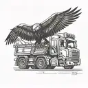 Scania truck with a eagle that has a crown and on the foreheal tattoo design idea