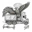 Scania truck with a eagle that has a crown and on the foreheal tattoo design idea