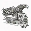 Scania truck with a eagle that has a crown and on the foreheal tattoo design idea