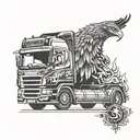 Scania truck with a eagle that has a crown and on the foreheal tattoo design idea