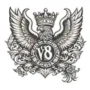 Scania logo with a eagle that has a crown and ontop of the crown is the V8 logo tattoo design idea