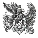 Scania logo with a eagle that has a crown and ontop of the crown is the V8 logo tattoo design idea