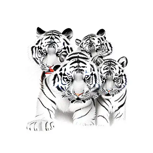 tiger and 2 cubs tattoo design idea