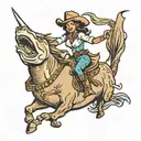 cowgirl riding bullshark tattoo design idea