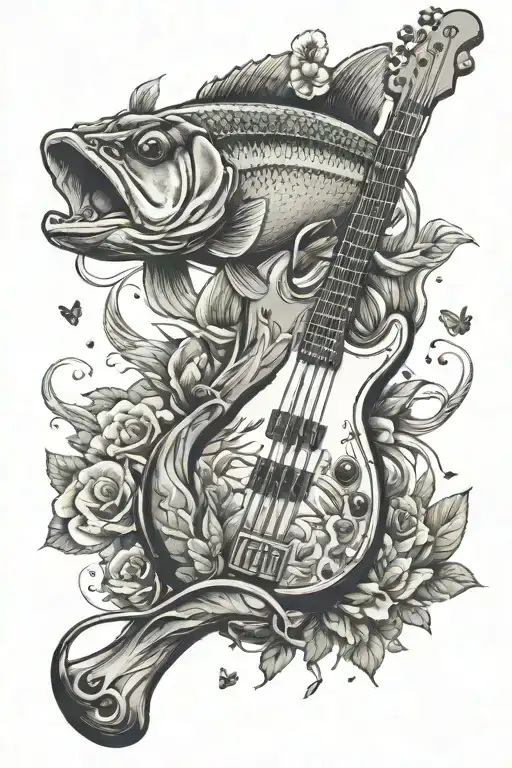 bass guitar nature inspired tattoo tattoo design idea