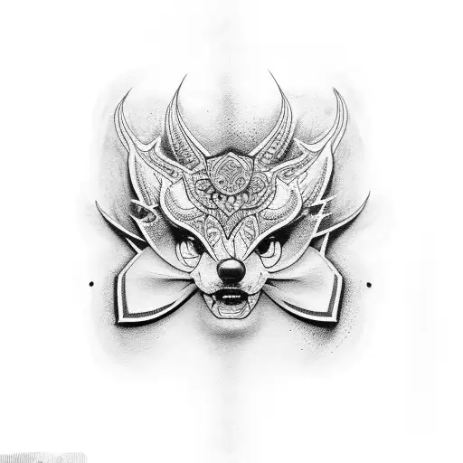 passaro com mascara nas costas tattoo design idea