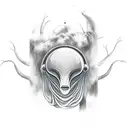 Alien, Yoga tree pose, Space, baobab, head in clouds tattoo design idea