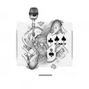 Poker cards with microphone tattoo design idea