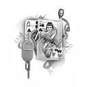 Poker cards with microphone tattoo design idea