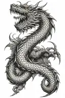 Give me a full arm tattoo, a dragon wrapping around the entire arm, red and black and lots of details, lots more details tattoo design idea